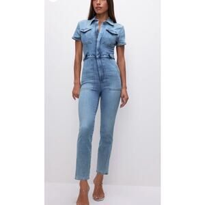 Good American Fit for Success Denim Jumpsuit Blue Wash Size Small NWT Nordstrom